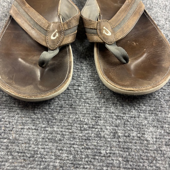 OLUKAI Men’s Brown Leather Ikoi Sandals Flip Flops size: 11 - Picture 3 of 7